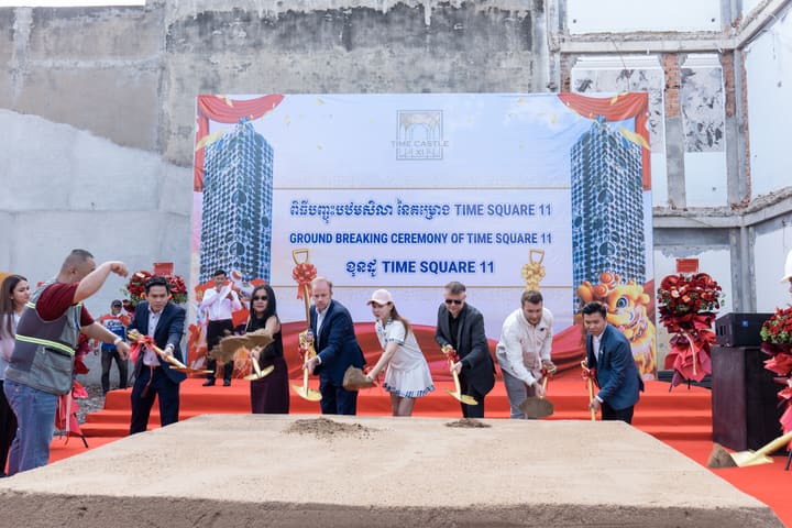 Time Square groundbreaking in Phnom Penh, with Time Square 9 in BKK1 and Time Square 11 in BKK3 entering construction.