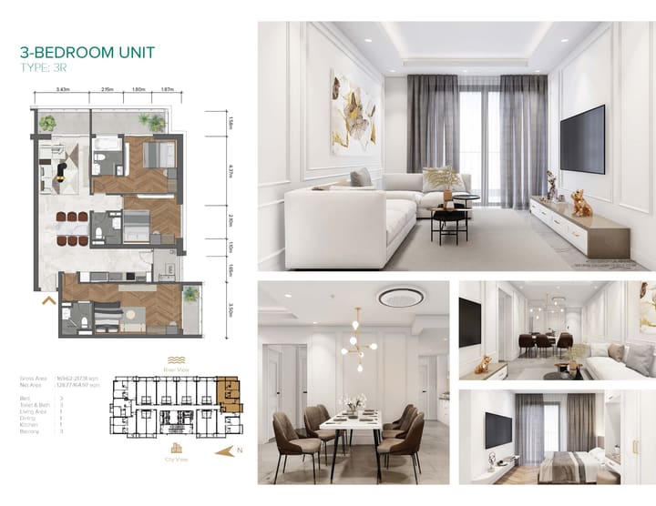 Floor plan for Luxury 1-Bedroom Riverfront Condo for Sale