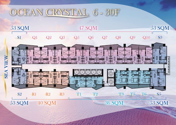 Floor plan for Luxury 1-Bedroom Beachfront | Time Square 10