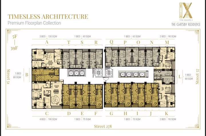 Floor plan for 1 Bedroom Unit | Time Square 9 – The Gatsby | BKK1 For Sale
