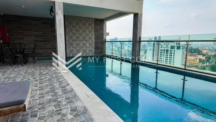 Floor plan for Premier 2-bedroom service apartment For Rent in Tonle Bassac Near Independent Monument