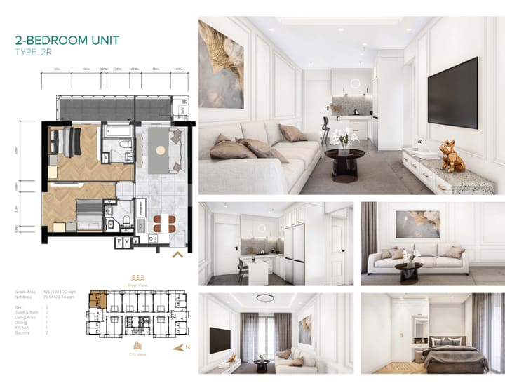 Floor plan for Spacious 2-Bedroom Condo with Panoramic River Views