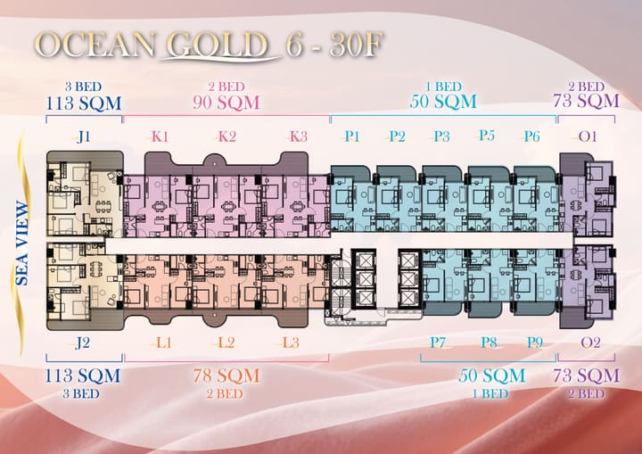 Floor plan for 2-Bedroom Beachfront | Times Square 10 For Sale