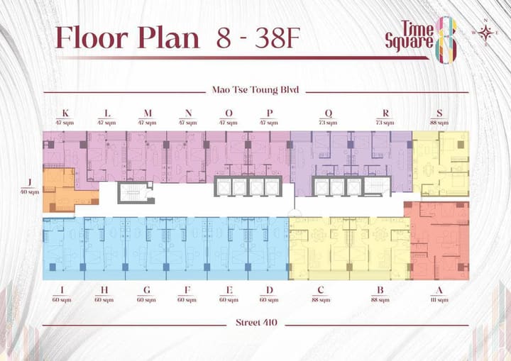 Floor plan for 3 Bedroom Unit | Time Square 8 | Toul Tom Pong For Sale